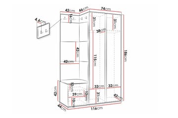 Highboard Dunvegan - Hvid - Oppbevaring - Skap - Oppbevaringsskap