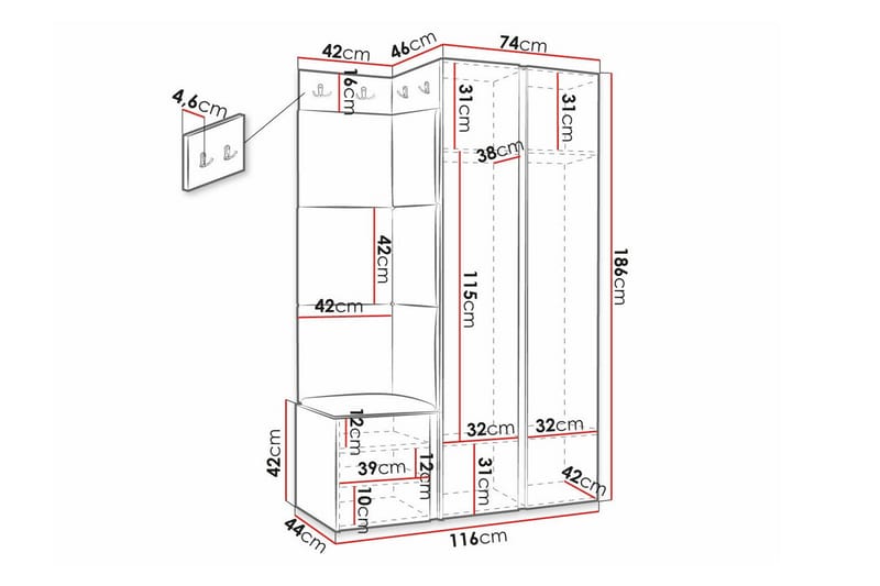 Highboard Dunvegan - Hvid - Oppbevaring - Skap - Oppbevaringsskap