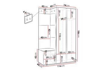 Highboard Dunvegan - Hvid - Oppbevaring - Skap - Oppbevaringsskap