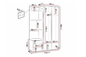 Highboard Dunvegan - Hvid - Oppbevaring - Skap - Oppbevaringsskap