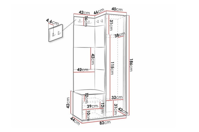 Highboard Dunvegan - Hvid - Oppbevaring - Skap - Oppbevaringsskap