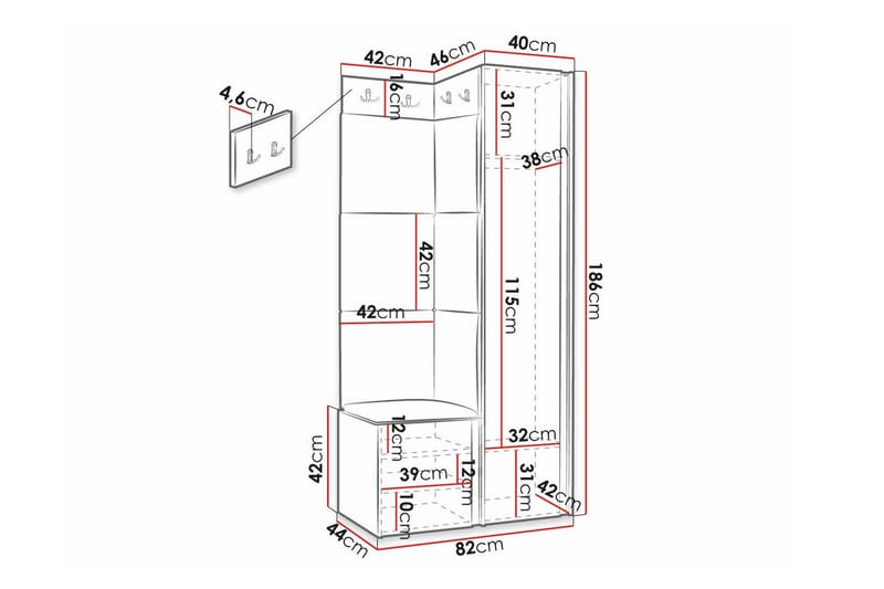 Highboard Dunvegan - Hvid - Oppbevaring - Skap - Oppbevaringsskap