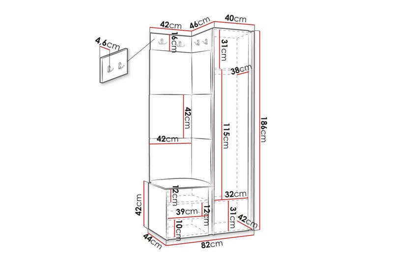 Highboard Dunvegan - Hvid - Oppbevaring - Skap - Oppbevaringsskap