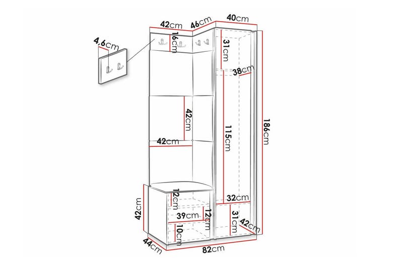 Highboard Dunvegan - Hvid - Oppbevaring - Skap - Oppbevaringsskap