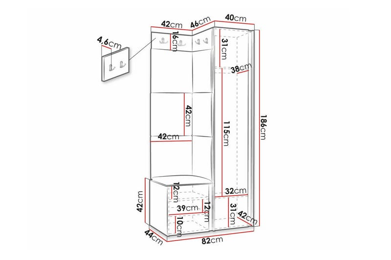 Highboard Dunvegan - Hvid - Oppbevaring - Skap - Oppbevaringsskap