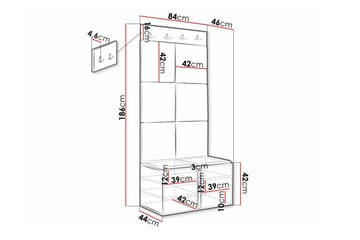 Highboard Dunvegan - Hvid - Oppbevaring - Skap - Oppbevaringsskap