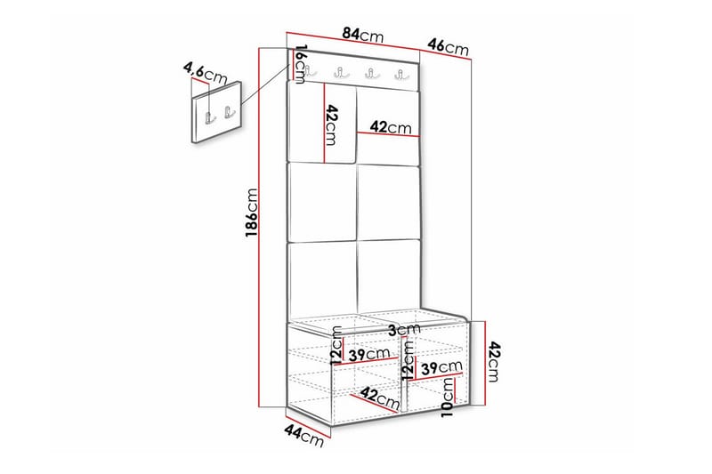 Highboard Dunvegan - Hvid - Oppbevaring - Skap - Oppbevaringsskap