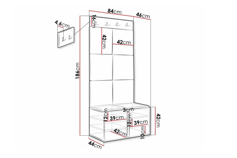 Highboard Dunvegan - Hvid - Oppbevaring - Skap - Oppbevaringsskap