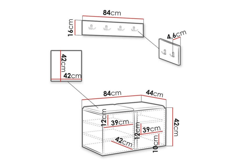 Highboard Dunvegan - Hvid - Oppbevaring - Skap - Oppbevaringsskap