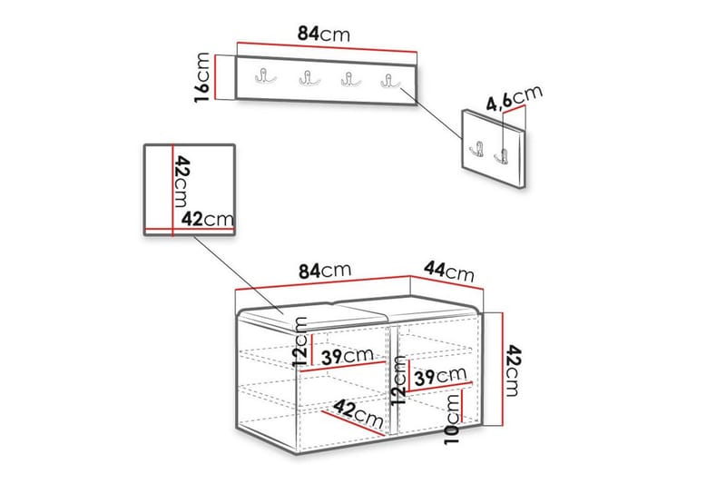 Highboard Dunvegan - Hvid - Oppbevaring - Skap - Oppbevaringsskap