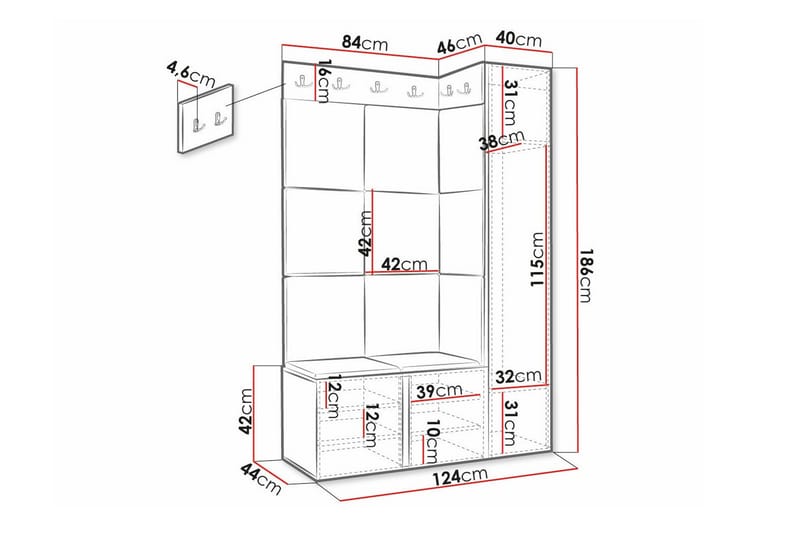 Highboard Dunvegan - Hvid - Oppbevaring - Skap - Oppbevaringsskap