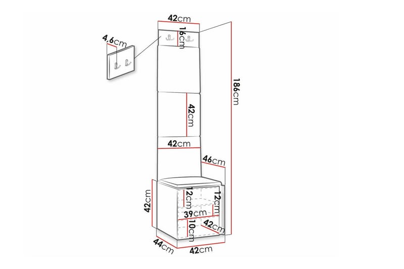 Highboard Dunvegan - Hvid - Oppbevaring - Skap - Oppbevaringsskap