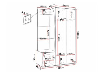 Highboard Dunvegan - Hvid - Oppbevaring - Skap - Oppbevaringsskap