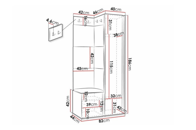 Highboard Dunvegan - Hvid - Oppbevaring - Skap - Oppbevaringsskap