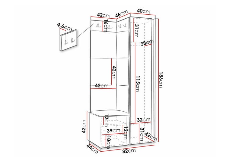 Highboard Dunvegan - Hvid - Oppbevaring - Skap - Oppbevaringsskap