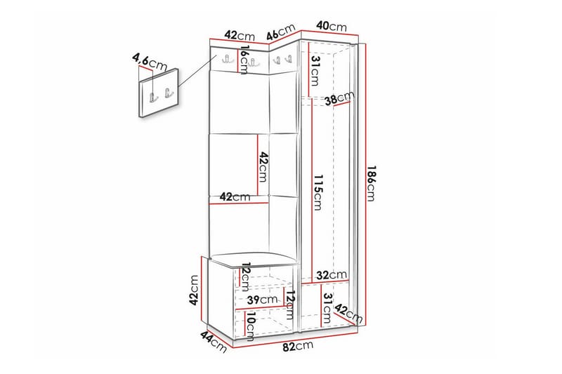 Highboard Dunvegan - Hvid - Oppbevaring - Skap - Oppbevaringsskap