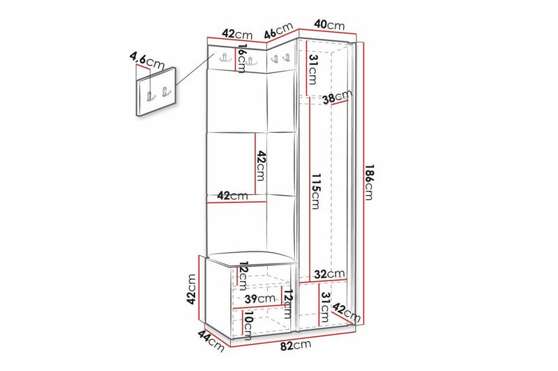 Highboard Dunvegan - Hvid - Oppbevaring - Skap - Oppbevaringsskap