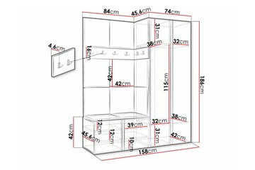 Highboard Dunvegan - Hvid - Oppbevaring - Skap - Oppbevaringsskap