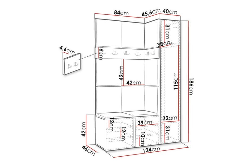 Highboard Dunvegan - Hvid - Oppbevaring - Skap - Oppbevaringsskap