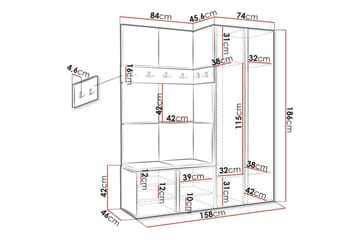 Highboard Dunvegan - Hvid - Oppbevaring - Skap - Oppbevaringsskap