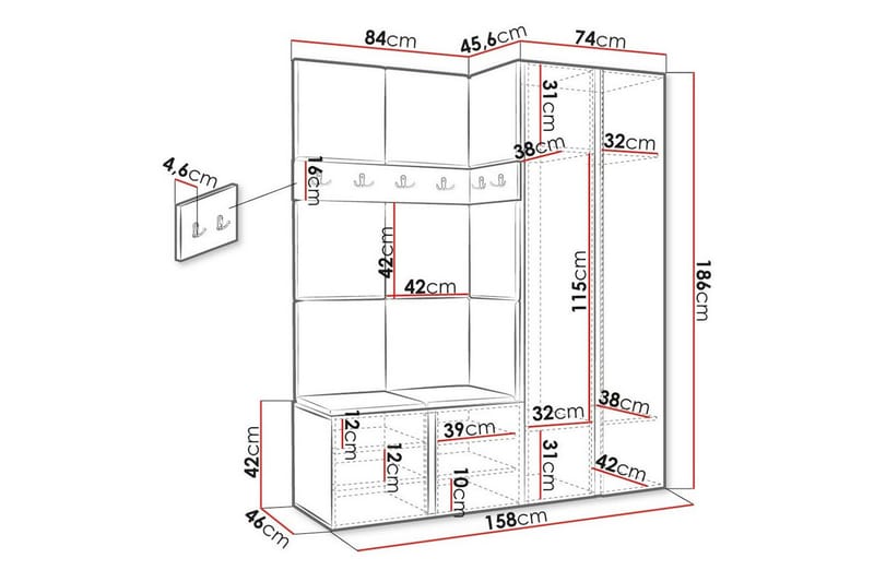 Highboard Dunvegan - Hvid - Oppbevaring - Skap - Oppbevaringsskap