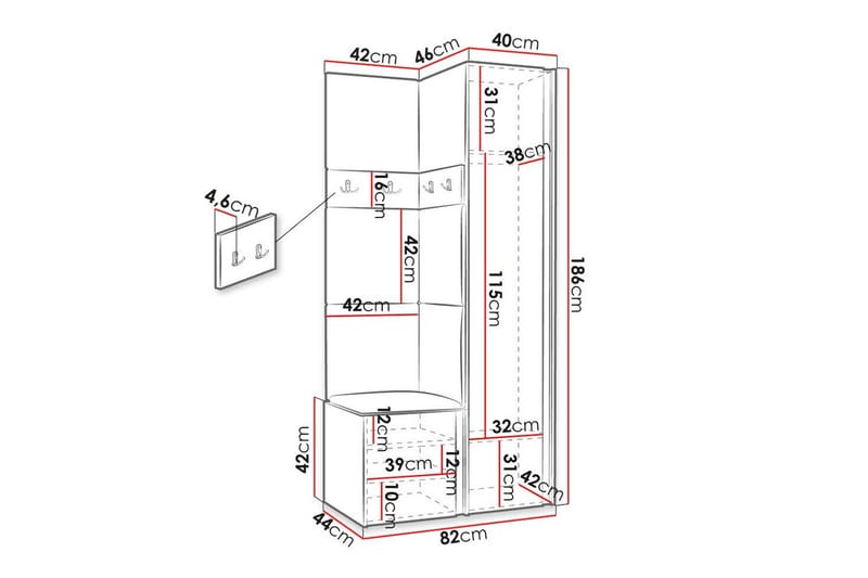 Highboard Dunvegan - Hvid - Oppbevaring - Skap - Oppbevaringsskap