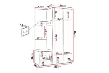 Highboard Dunvegan - Hvid - Oppbevaring - Skap - Oppbevaringsskap