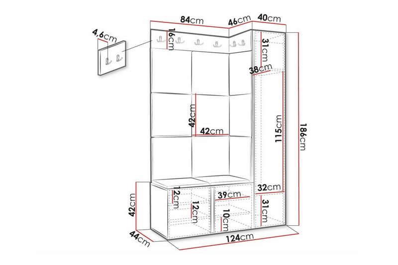 Highboard Dunvegan - Hvid - Oppbevaring - Skap - Oppbevaringsskap