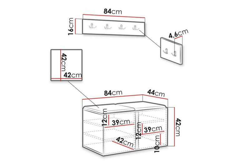 Highboard Dunvegan - Hvid - Oppbevaring - Skap - Oppbevaringsskap