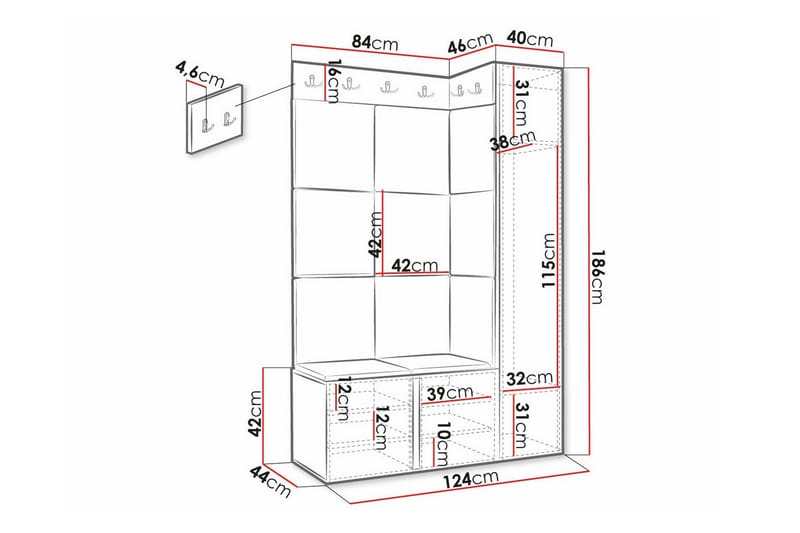 Highboard Dunvegan - Hvid - Oppbevaring - Skap - Oppbevaringsskap