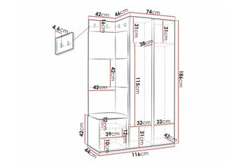 Highboard Dunvegan - Hvid - Oppbevaring - Skap - Oppbevaringsskap