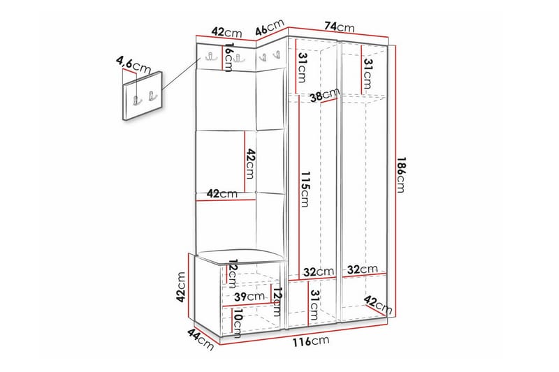 Highboard Dunvegan - Hvid - Oppbevaring - Skap - Oppbevaringsskap