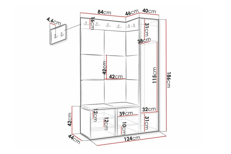 Highboard Dunvegan - Svart - Oppbevaring - Skap - Oppbevaringsskap