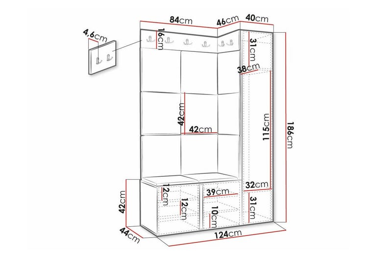 Highboard Dunvegan - Svart - Oppbevaring - Skap - Oppbevaringsskap