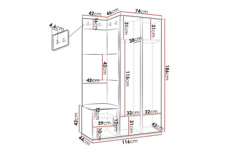 Highboard Dunvegan - Svart - Oppbevaring - Skap - Oppbevaringsskap