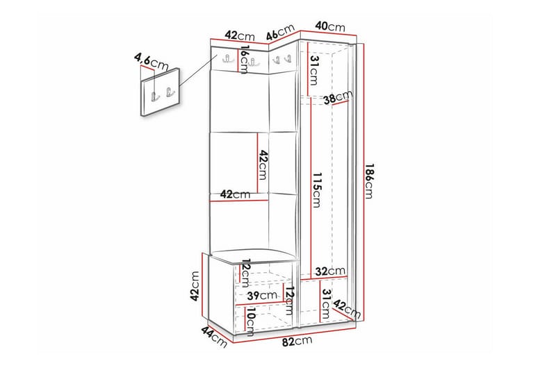 Highboard Dunvegan - Svart - Oppbevaring - Skap - Oppbevaringsskap