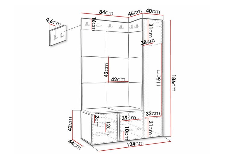 Highboard Dunvegan - Svart - Oppbevaring - Skap - Oppbevaringsskap