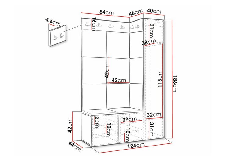 Highboard Dunvegan - Svart - Oppbevaring - Skap - Oppbevaringsskap