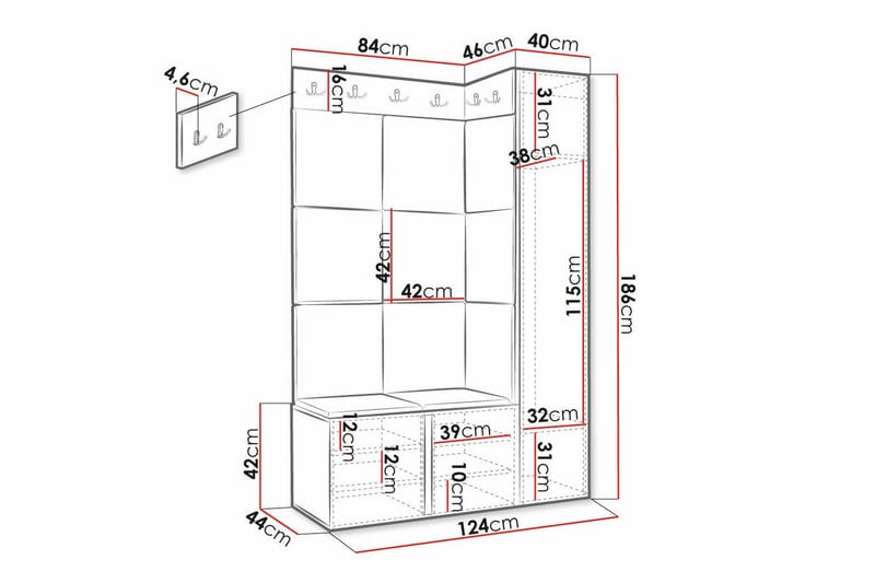 Highboard Dunvegan - Svart - Oppbevaring - Skap - Oppbevaringsskap