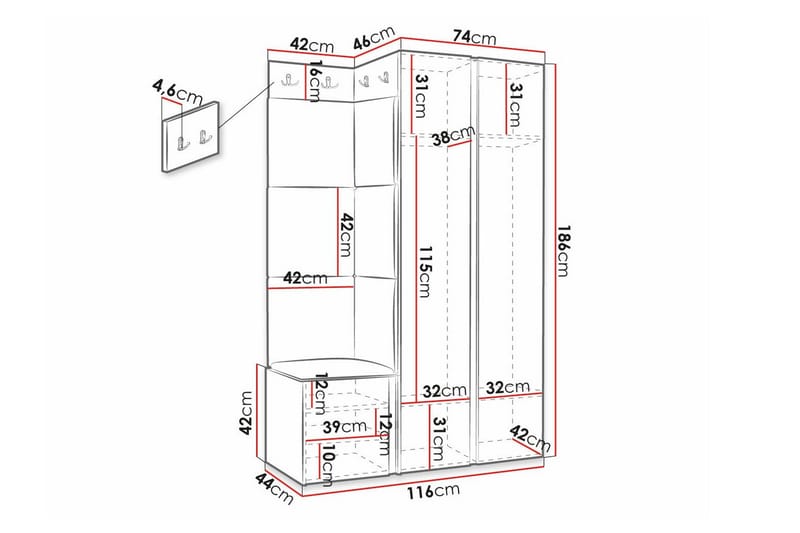 Highboard Dunvegan - Svart - Oppbevaring - Skap - Oppbevaringsskap