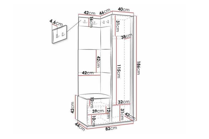 Highboard Dunvegan - Svart - Oppbevaring - Skap - Oppbevaringsskap