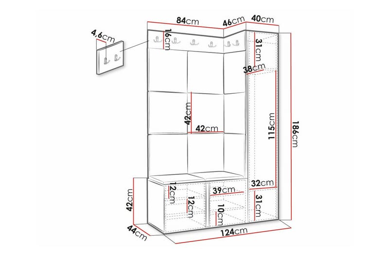 Highboard Dunvegan - Svart - Oppbevaring - Skap - Oppbevaringsskap