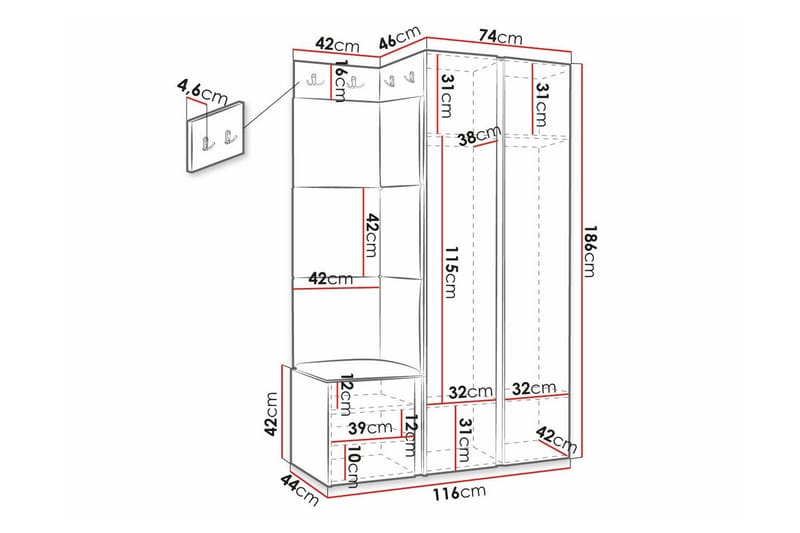 Highboard Dunvegan - Svart - Oppbevaring - Skap - Oppbevaringsskap