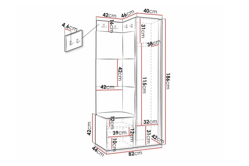 Highboard Dunvegan - Svart - Oppbevaring - Skap - Oppbevaringsskap