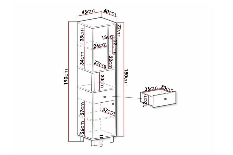 Highboard Edinbane - Hvid - Oppbevaring - Skap - Oppbevaringsskap