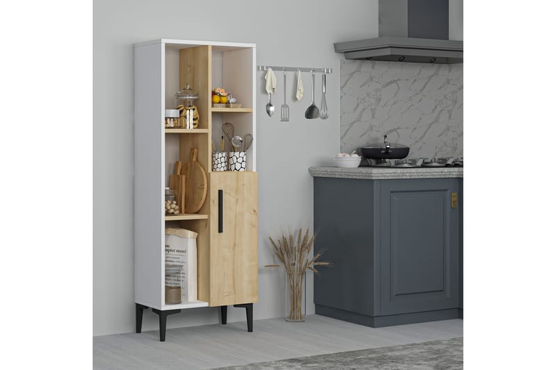 Highboard Ephesus 50x30 cm - Blå/Natur/Hvit - Oppbevaring - Skap - Oppbevaringsskap