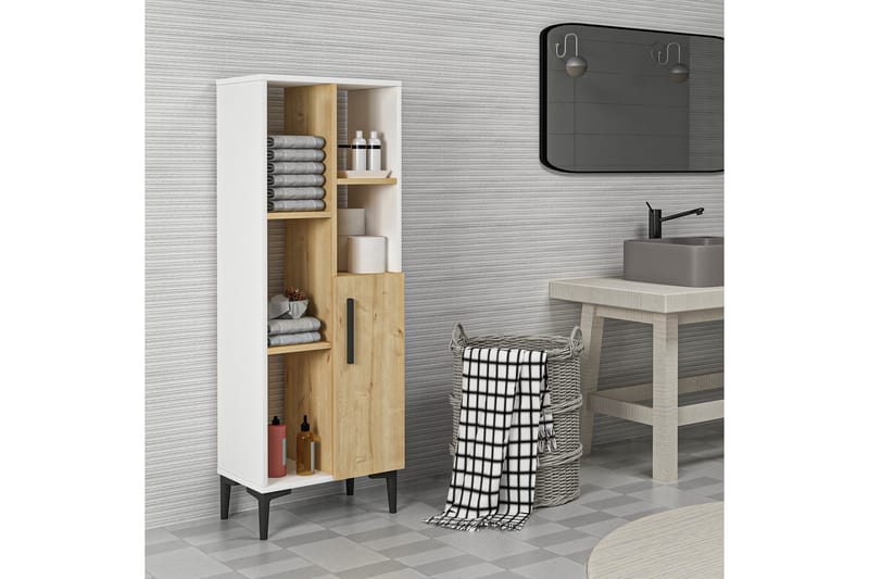 Highboard Ephesus 50x30 cm - Blå/Natur/Hvit - Oppbevaring - Skap - Oppbevaringsskap