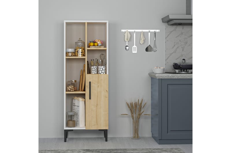 Highboard Ephesus 50x30 cm - Blå/Natur/Hvit - Oppbevaring - Skap - Oppbevaringsskap