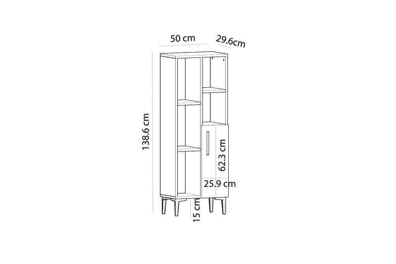 Highboard Ephesus 50x30 cm - Blå/Natur/Hvit - Oppbevaring - Skap - Oppbevaringsskap