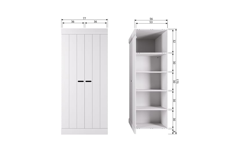 Highboard Floella - Hvit - Oppbevaring - Skap - Oppbevaringsskap